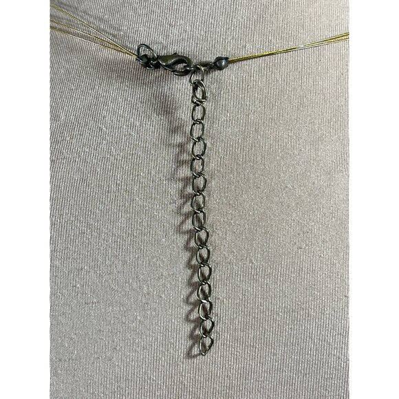 Copper Tone Wire Pearlescent Disc Stone Beaded Necklace Artisan Boho - Picture 5 of 5